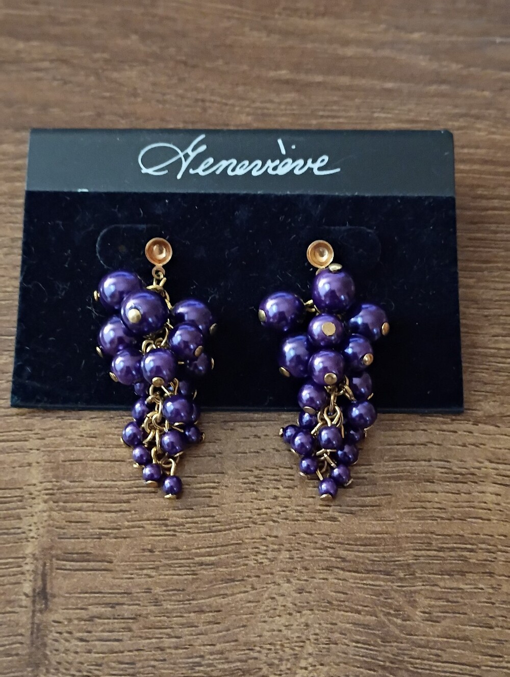 Dangle Earrings Gold Purple Cluster Drop Fashion Statement Jewelry